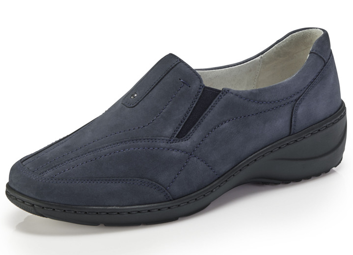 - Waldläufer Slipper aus hochwertigem Nubukleder, in Größe 4 bis 8 1/2, in Farbe DUNKELBLAU Ansicht 1