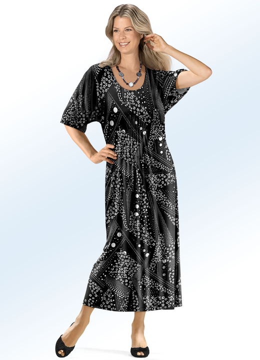 - Kaftan mit Blumenzier, in Größe 038 bis 062, in Farbe SCHWARZ-WEISS