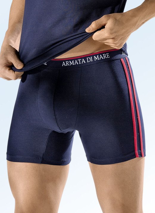 Pants & Boxershorts - Viererpack Pants, uni mit Kontraststreifen, in Größe 005 bis 011, in Farbe 2X MARINE-ROT, 2X UNI MARINE Ansicht 1
