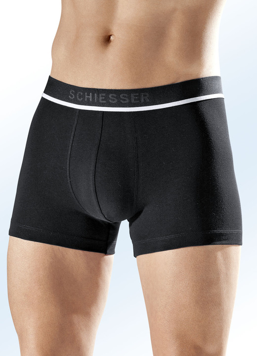 Pants & Boxershorts - Schiesser Dreierpack Pants mit Elastikbund, in Größe 004 bis 008, in Farbe 2X SCHWARZ, 1X GRAU MELIERT Ansicht 1