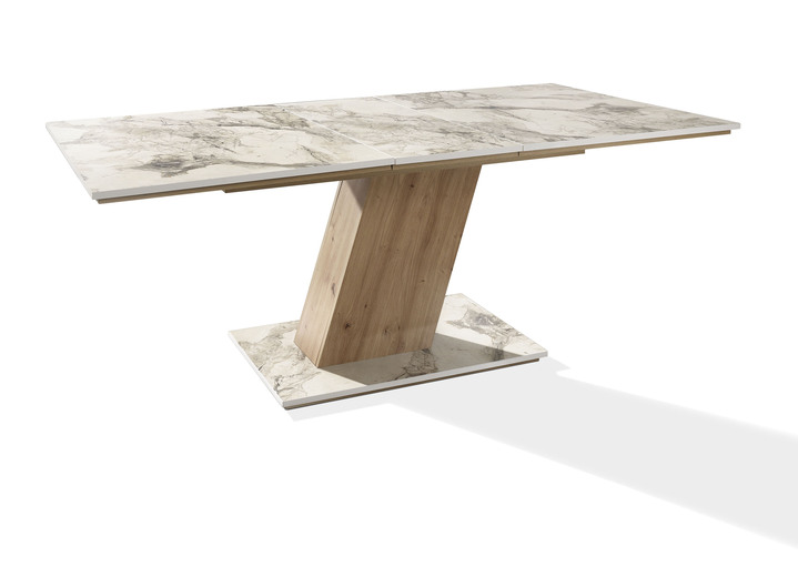 - Tisch mit Auszug und einfach zu reinigender Tischplatte, in Farbe MARMOR BEIGE/ARTISAN EICHE Ansicht 1