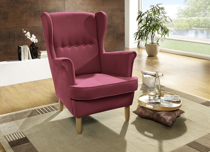 Sessel - Sessel mit Holzfüßen, in Farbe ROT Ansicht 1
