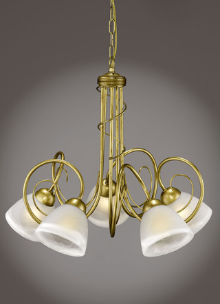 Pendelleuchte aus Eisen in Gold-Antik