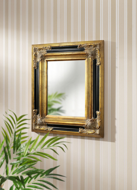 - Spiegel, Rahmen mit echtem Blattgold, in Farbe SCHWARZ-GOLD
