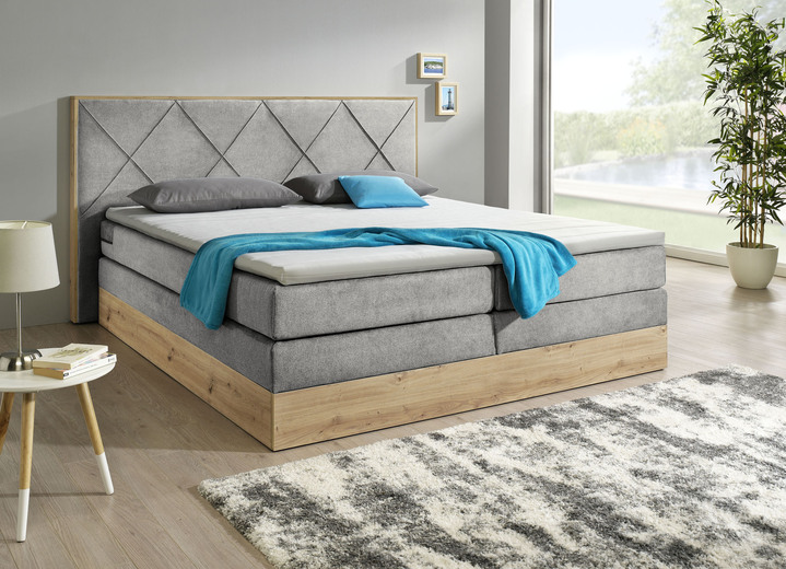 - Boxspringbett mit Bettkasten und Topper, in Farbe BEIGE-GRAU Ansicht 1