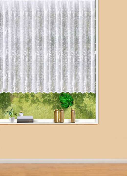 - Toller Blumenfenster-Store mit Universalschienenband, in Größe 140 (H125xB300 cm) bis 174 (H160xB600 cm), in Farbe WEISS Ansicht 1