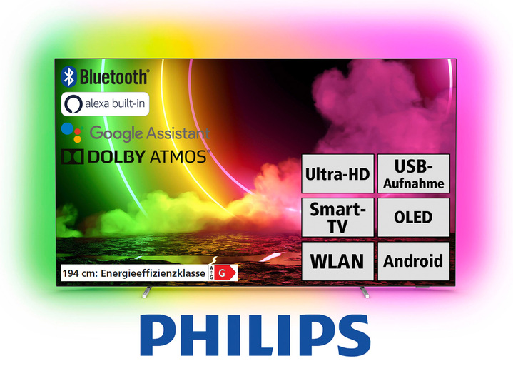 - Philips 4K-OLED-Fernseher mit 4-seitigem Ambilight, in Farbe SILBER Ansicht 1