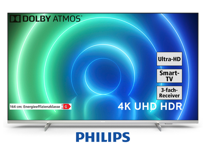 - Philips 4K-Ultra-HD-Smart-LED-Fernseher, in Farbe SILBER Ansicht 1