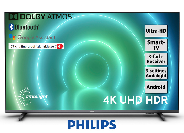 - Philips 4K-Ultra-HD Smart-Ambilight-LED-Fernseher, in Farbe SCHWARZ Ansicht 1