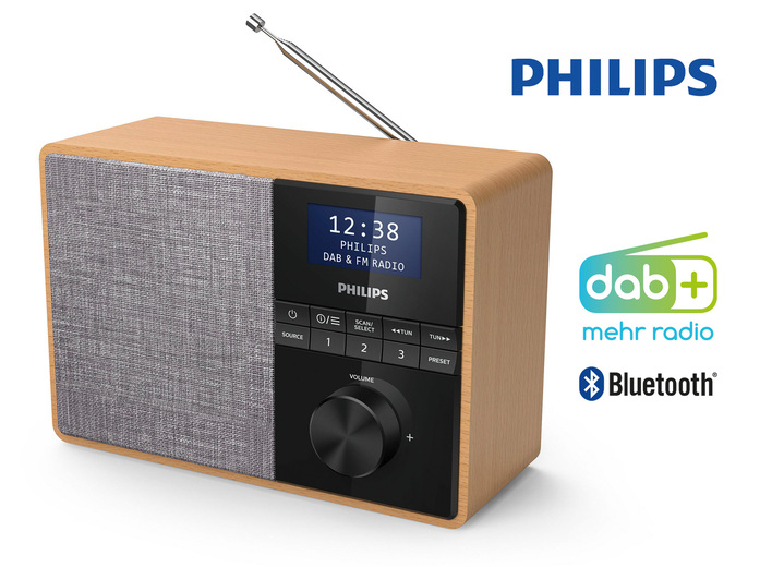 - Philips TAR5505/10 DAB+ Radio mit Bluetooth, in Farbe HOLZ-OPTIK Ansicht 1