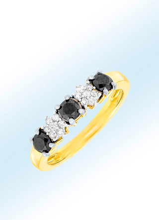 Damenring mit schwarzen und weißen Diamanten