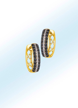 Creolen mit schwarzen und weißen Diamanten