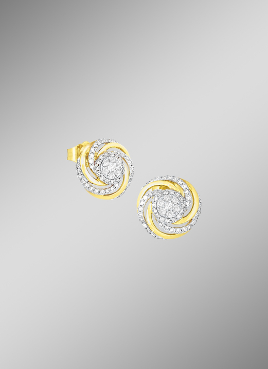 Ohrschmuck - Interessante Ohrstecker mit 14 Brillanten und 90 Diamanten, in Farbe  Ansicht 1