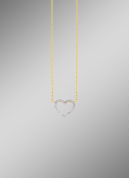 Halsketten - Wundervolle Halskette Herz mit 30 Diamanten, in Farbe