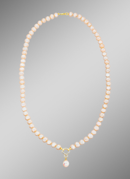 Halsketten - Halskette mit Süßwasser-Zuchtperlen und Weißtopas, in Farbe  Ansicht 1