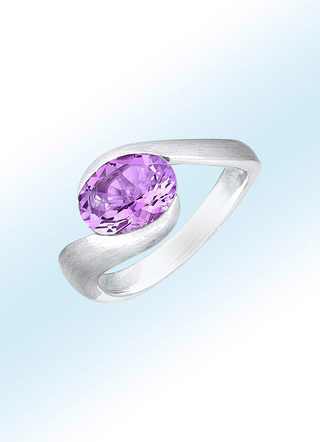 Moderner Damenring mit echt Amethyst