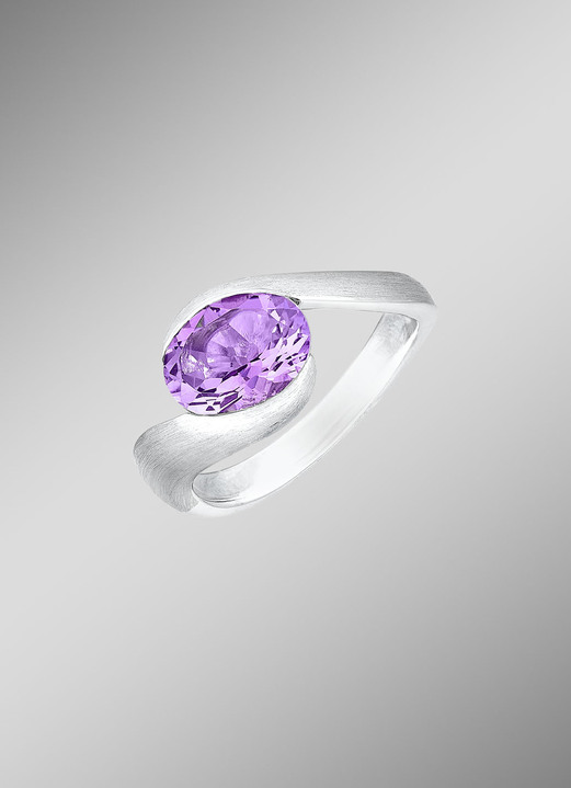 Ringe - Moderner Damenring mit echt Amethyst, in Größe 160 bis 220, in Farbe  Ansicht 1