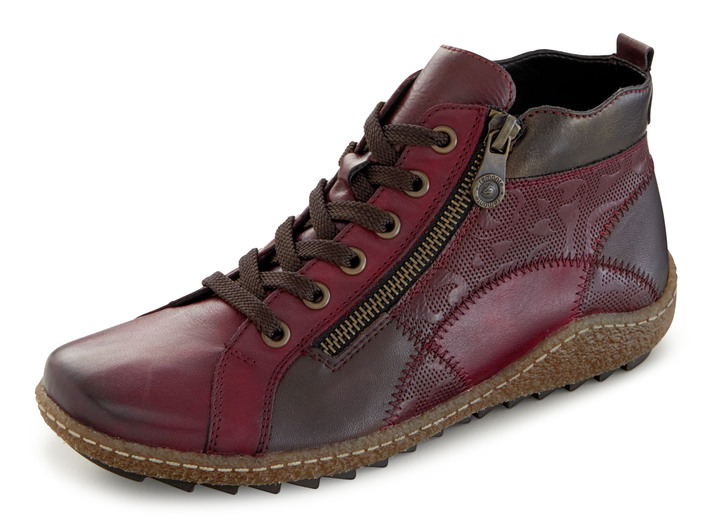 - Schnür-Stiefelette in 3 Farben mit herausnehmbarem Fußbett, in Größe 036 bis 045, in Farbe WEINROT-MOKKA Ansicht 1