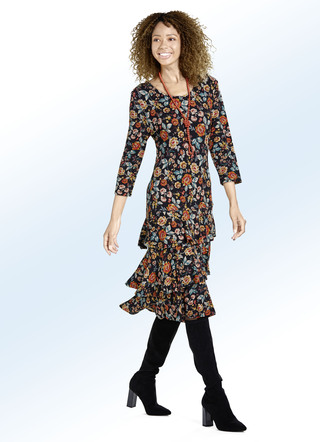 Floral dessiniertes Kleid in Schlupfform