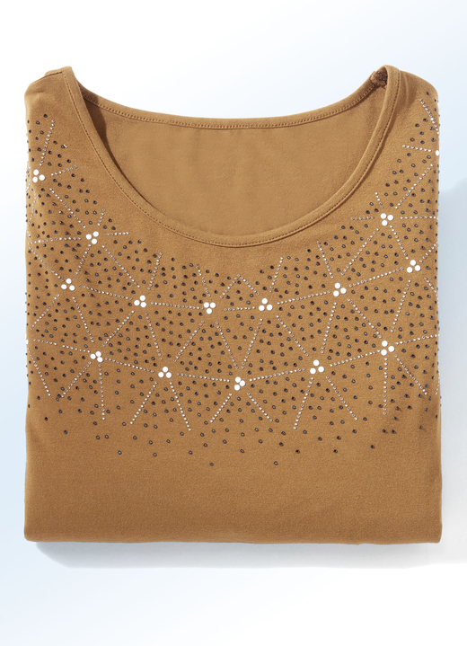 - Shirt mit effektvoller Plättchenzier in 2 Farben, in Größe 038 bis 054, in Farbe CAMEL