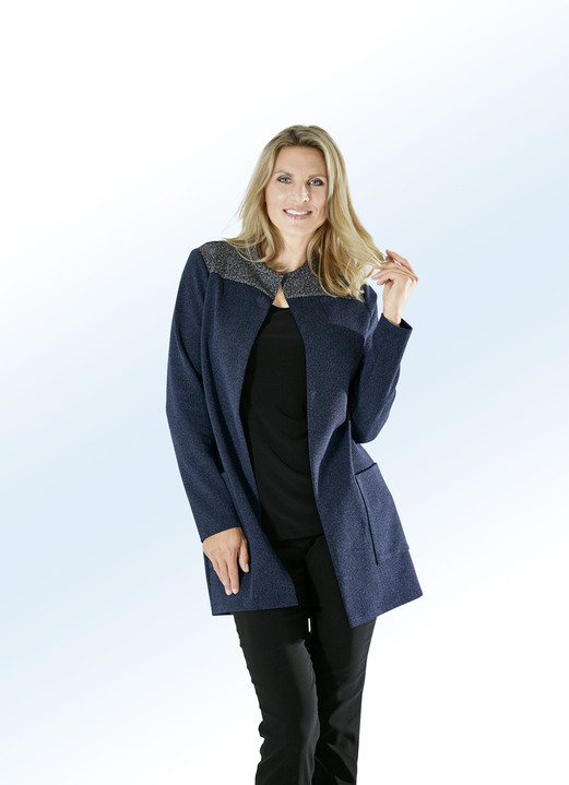 - Longjacke mit Fischgrat-Dessin, in Größe 038 bis 054, in Farbe JEANSBLAU