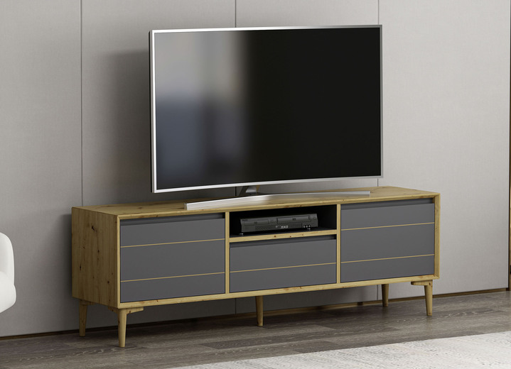 - Attraktives und trendiges TV-Longboard in geradlinigem Design, in Farbe WILDEICHE-ANTHRAZIT