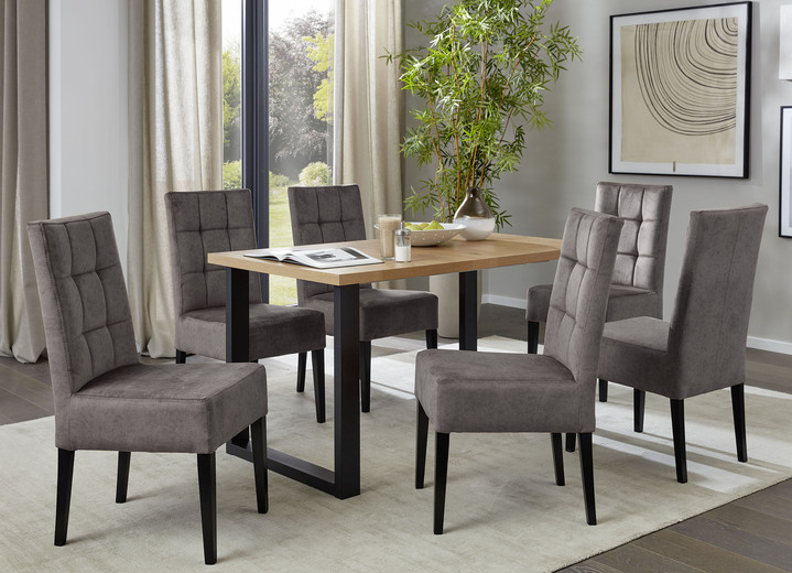 - Stilsichere Stühle mit schwarz lackierten Massivholzfüßen, 2er-Set, in Farbe TAUPE