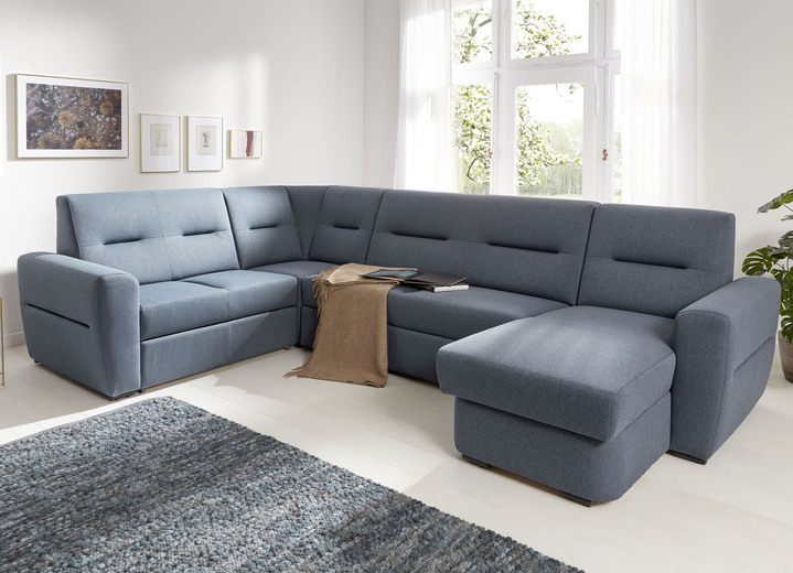 Polsterecken - Frei im Raum aufstellbare Polstermöbel mit Bettfunktion, in Farbe BLAU, in Ausführung Polsterecke, 155x263 cm Ansicht 1