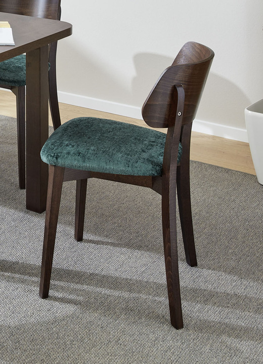 - Esszimmer-Stühle, 2er-Set, aus teilmassivem Buchenholz, in Farbe NUSSBAUM-GRÜN, in Ausführung Stühle, 2er-Set