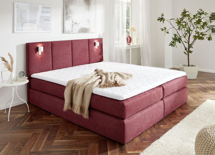 - Boxspringbett mit LED-Beleuchtung, in Farbe ROT Ansicht 1