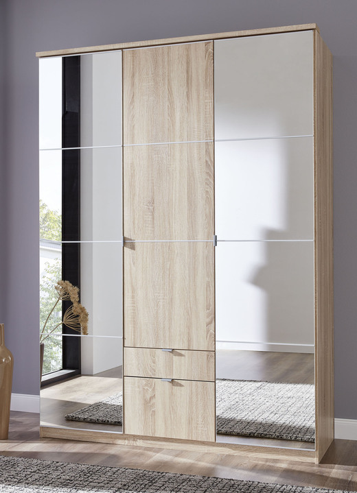 Schlafzimmerschränke - Drehtürenschränke mit Spiegel, in Farbe EICHE SONOMA, in Ausführung Drehtürenschrank, 5-türig Ansicht 1