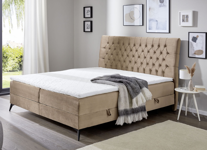 Boxspringbetten - Boxspringbett mit Topper und Bettkasten, in Farbe CAPPUCCINO Ansicht 1