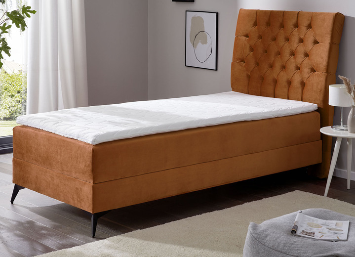 - Boxspringbett mit Topper und Bettkasten, in Farbe ROST Ansicht 1