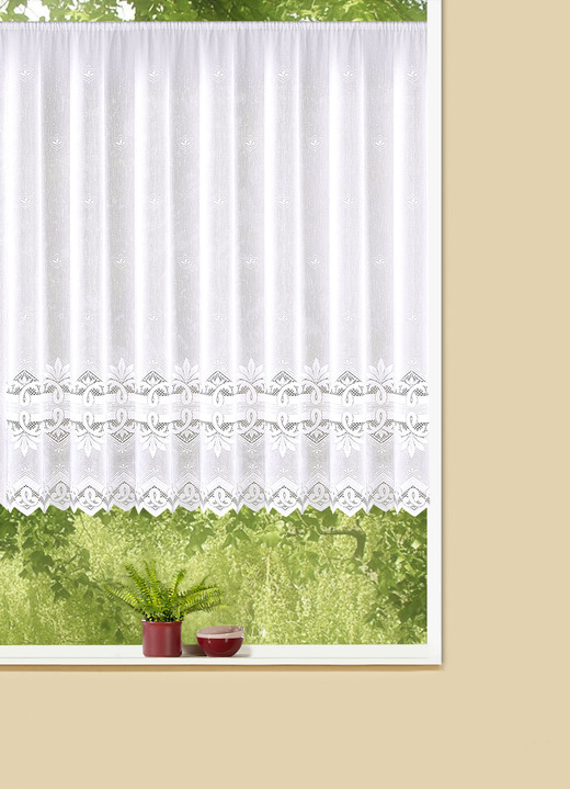 - Blumenfenster-Store, in Größe 140 (H120xB300 cm) bis 181 (H175xB600 cm), in Farbe WEISS Ansicht 1