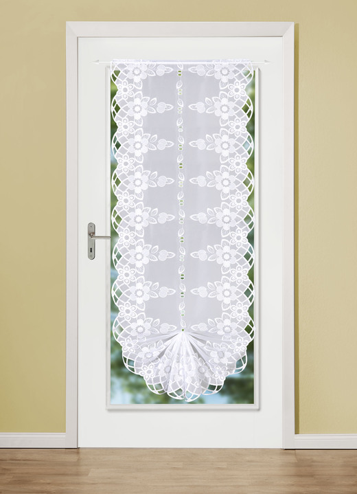 - Schwalbenschwanz-Gardine, in Größe 119 (H80xB90 cm) bis 175 (H180xB90 cm), in Farbe WEISS Ansicht 1