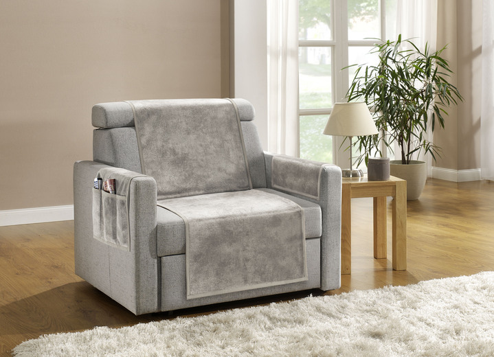 - Wohnaccessoires mit Bandeinfassung, in Größe 100 (Sesselschoner, 50x140 cm) bis 865 (2 Armlehnenschoner, 38x 55 cm), in Farbe BEIGE