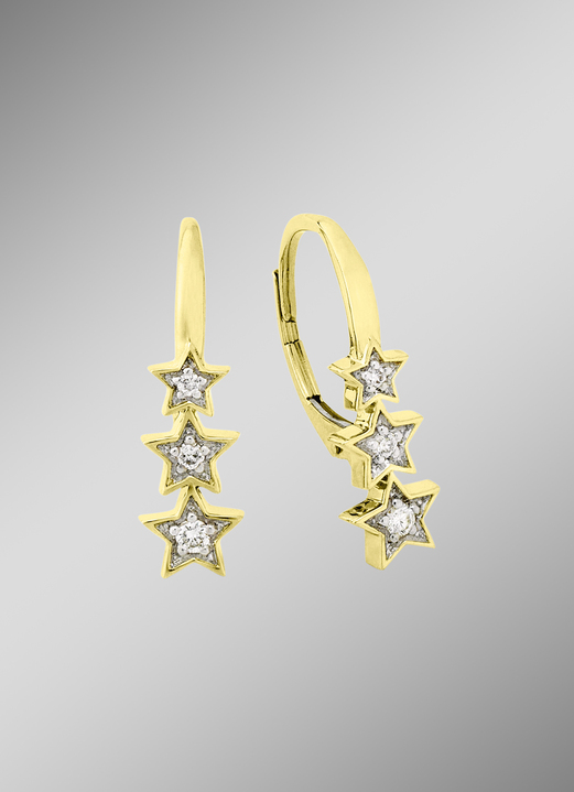 Ohrschmuck - Sterne-Ohrringe mit Brillanten, in Farbe
