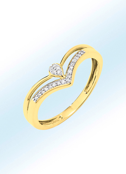 Ringe - Moderner Damenring mit 22 Diamanten, in Größe 160 bis 220, in Farbe