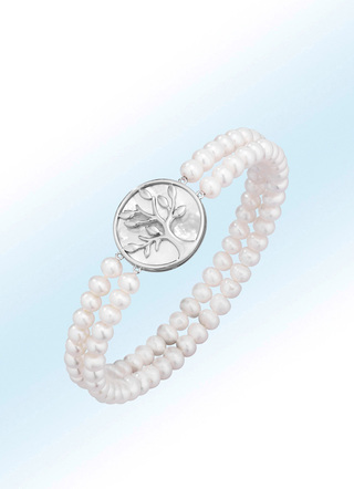 Elastisches 2-reihiges Armband mit Süßwasser-Zuchtperlen