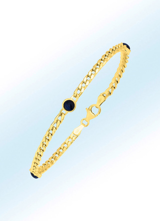 Panzerketten-Armband mit echt Safir