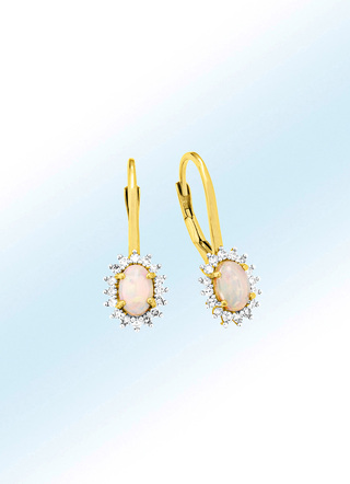 Ohrringe mit Diamanten und echt Opal