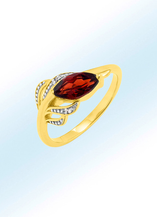 Damenring mit Diamanten und echt Granat