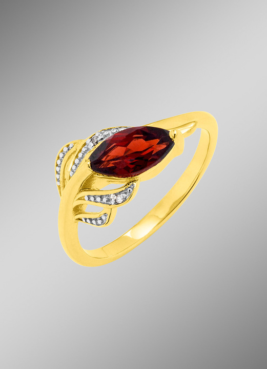 Ringe - Damenring mit Diamanten und echt Granat, in Größe 160 bis 220, in Farbe  Ansicht 1