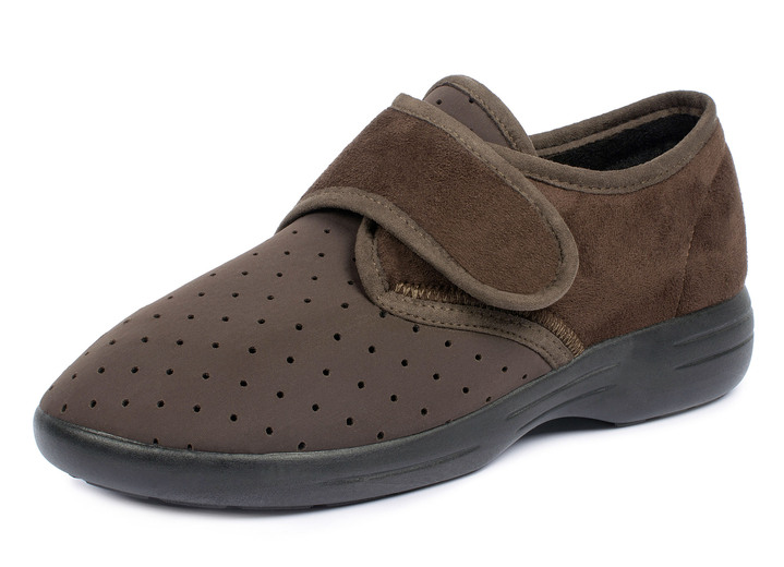 Gesundheitsschuhe - Aerosoft® Flex Stretch-Klettslipper von Jürgen Hirsch®, in Größe 036 bis 046, in Farbe BRAUN Ansicht 1