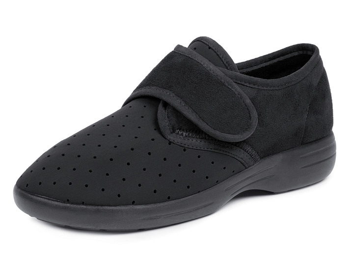 Gesundheitsschuhe - Aerosoft® Flex Stretch-Klettslipper von Jürgen Hirsch®, in Größe 036 bis 046, in Farbe SCHWARZ Ansicht 1