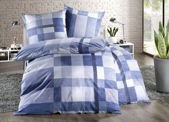 - Bettwäsche-Garnitur aus Baumwolle, in Größe 112 (80/80 cm + 135/200 cm) bis 115 (80/80 cm + 155/220 cm), in Farbe BLAU