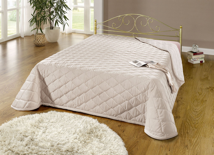 Tagesdecken - Tagesdecken und Kissenbezüge in edler Samt-Optik, in Größe 873 (für Einzelbett, 135x210 cm) bis 924 (2 Kissenbezüge, 50x 50 cm), in Farbe SAND Ansicht 1