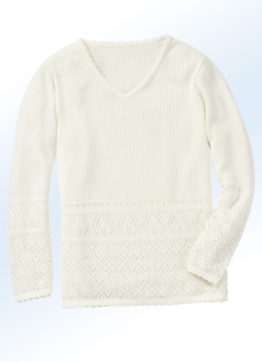 - Pullover mit Ajourmustermix, in Größe 038 bis 052, in Farbe ECRU