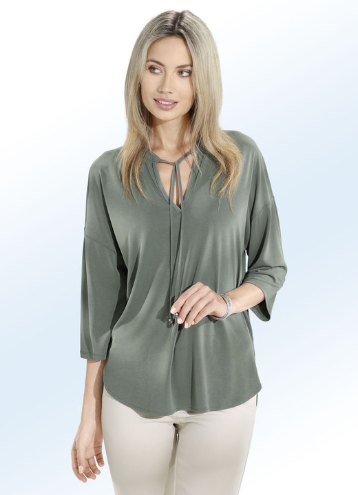 - Shirt mit Bindeband , in Größe 034 bis 040, in Farbe KHAKI