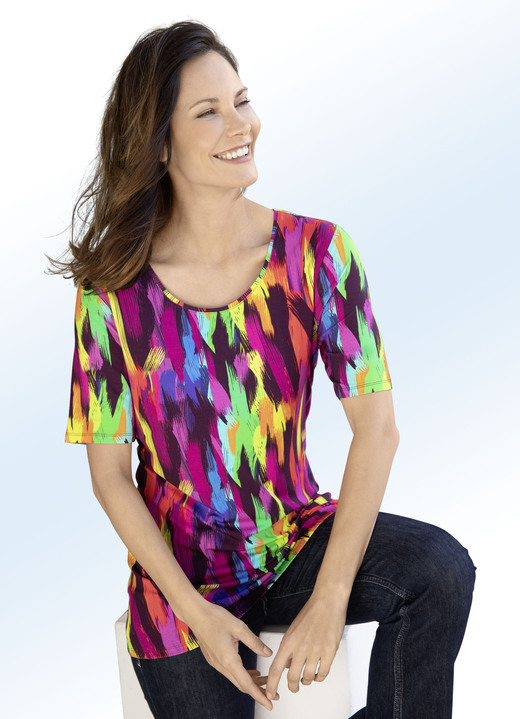 Kurzarm - Shirt mit farbbrillantem Inkjet-Druck, in Größe 038 bis 054, in Farbe MULTICOLOR